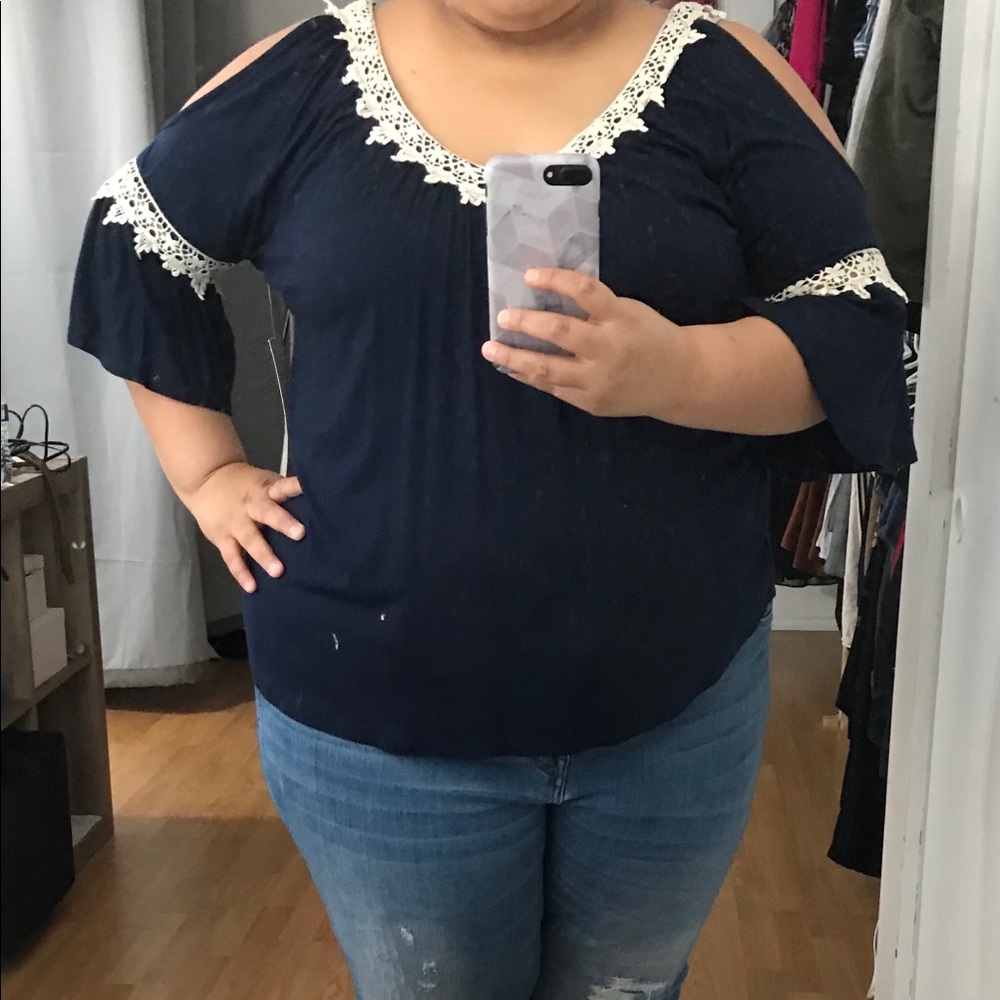 Navy blue boho top